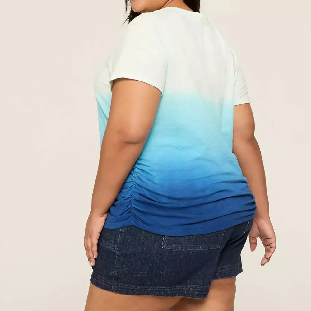 Lane Bryant Ombre V-Neck Ruched Side T-shirt - Picture 3 of 6
